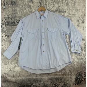 Vtg Filson 100% Cotton Utility Button Shirt Light Blue XXL Workwear 39126